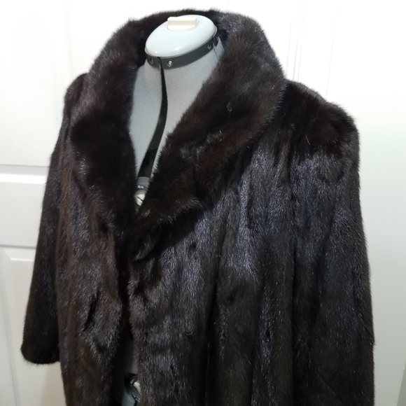 Vintage 1960s mob wife DASCO chocolate Mink fur coat L/XL - Picture 6 of 16